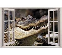 Wall Stickers Cracked DIY Mural Crocodile Alligator 3D Window Decal Wall Sticker Art Mural Animals Reptiles 50x70CM