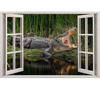 Wall Stickers Cracked DIY Mural Crocodile Alligator 3D Window Decal Wall Sticker Art Mural Animals Reptiles 50x70CM