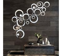 Wall Stickers Crystal Circle 3D Acrylic Mirror Wall Stickers Room Round Wall Stickers for Bedroom Living Room DIY Home Decoration (24 Pieces, Silver Colour)