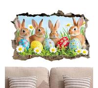 Wall Stickers - Cute Cartoon Rabbit Adhesive Wall Decor - Perforated Rabbit Sticker | Bathroom Bedroom School Kindergarten Playroom Decor