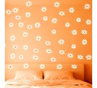 Wall Stickers, Daisy Wall Decals DWUENT Nordic Style White Floral Decor, Removable PVC Transparent Film Wall Art for Kids Bedroom, Living Room, Nursery & Commercial Space (8 Sheets, 15×20cm),48PCS