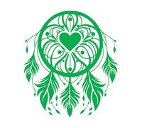 Wall Stickers Dream Catcher with Feathers and Heart Shape in The Middle Simple 54.6x62cm Store Decoration Green