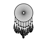 Wall Stickers Dreamcatcher Woven in a Circle with Feathers in Tones 34x60.3cm Equipped with Transfer Film kit Black