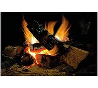 Wall stickers Fireplace With Burning Log Fire Holiday Wall Decal Decoration Firewoods Flames Photorealistic Art Poster (Large Log Fire)