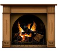 Wall stickers Fireplace With Burning Log Fire Holiday Wall Decal Decoration Firewoods Flames Photorealistic Art Poster (Large Brown)