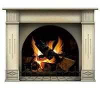 Wall Stickers Fireplace with Burning Log Fire Holiday Wall Decal Decoration Firewoods Flames Photorealistic Art Poster (Custom, Sahara)
