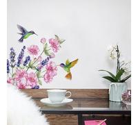 Wall Stickers Flowers and Birds - Wallpaper for Bedroom Flower Wall Art Decals Floral Wall Stickers for Living Room Girls 0917