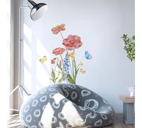 Wall Stickers Flowers Large - Butterflies and Flowers Wall Stickers for Kitchen Wildflower Wall Decals Living Room Bedroom 1710