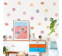 Wall Stickers for Bedrooms, Flower Wall Sticker, Wall Stickers Kids, 48pcs Daisy Wall Decals, Multi-Size Colourful Floral Vinyl Decor for Nursery Girls Boys Bedroom Living Room (8 Sheets)