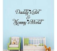 Wall Stickers for Girls, Baby Wall Decals, (Easy to Apply), Wall Decor Vinyl Art Quotes Kids Bedroom Nursery Inspirational Dream Sayings Home Positive Family, Daddy's Girl and Mommy's World 28.6"X15"
