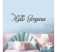 Wall Stickers for Women, Wall Decals for Bedroom, (Easy to Apply), Wall Decor Vinyl Art Quotes Inspirational Sayings Teen Girls Woman Bathroom Home Positive Family Pictures, Hello Gorgeous 35"X9.8"