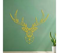 Wall Stickers Geometric Stag Deer Head Antlers 35x39.2cm Do not Damage the wall Surface Yellow