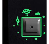 Wall Stickers Glow in The Dark. Decorative Vinyl for Plug or Switch Martians. Stickers fluorescents. Bright Sheets