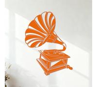 Wall Stickers Gramophone Music Vintage ation 54.6x73.6cm Store Decoration Orange