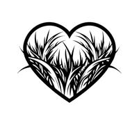 Wall Stickers Heart Shape with Intricate Grass and Thorn Design 40x51.5cm Multi Color Selection Black