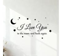 Wall Stickers I Love You to THE Moon and Back Again Stars Illustrated 40.8x77.9cm Self Adhesive Black