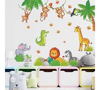 Wall Stickers Jungle Animals Wall Stickers Cute Self-Adhesive Wall Sticker, Suitable for Bedroom Living Room Art Home Decor