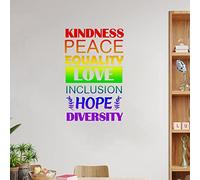 Wall Stickers Kindness Peace Equality Love Inclusion Hope Diversity Decal for Wall Gay Pride LGBT Rainbow Equality Lesbian Wall Decor Vinyl Decals Removable Wall Decal Art Living Room Bedroom 16 inch