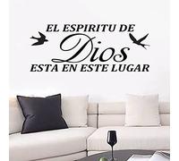 Wall Stickers, Kitchen Wall Stickers, Non-Printing, for Bathroom Living Room Bedrooms Dorm and More, Quotes Islamic Bible Verse, Women Home Vinyl Art Family Decor Spanish, El Espiritu De Dios 23"X9"