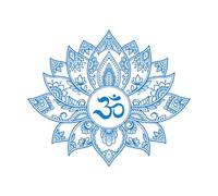 Wall Stickers Lotus Flower Buddhism Meditation Yoga Zen 54x64.8cm Self Adhesive Large Blue