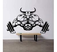 Wall Stickers Mural Decals Wallpaper Bull Fitness Club Sticker Gym Logo Sport Barbell Workout Muscle Training Mural Decal Art Decor 70X42Cm