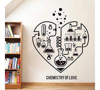 Wall Stickers Mural Decals Wallpaper Chemistry Decals Science Abstract Heart Shape Laboratory Classroom Chemistry Science Decor Sticker 53X42Cm