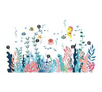 Wall Stickers & Murals 2 Sheets Large Under The Sea Wall Decals Ocean Creature Sea Life Stickers Removable Seaweed Sea Turtle Fish Ocean Grass Decor For Kids Baby Nursery (Multicolor-8, One Size)