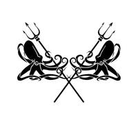 Wall Stickers Octopus Kraken Trident Tentacles Sea Marine 81x108.3cm Easy Installation Extra Large Black