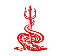 Wall Stickers Octopus Tentacles Marine Trident Nautical Sea Style 36x51.2cm Art Mural Painting Small red