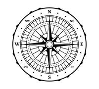Wall Stickers Old Compass Vintage map Wind Rose Navigation 42x42cm Window Decals Black