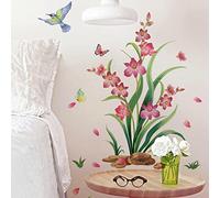 Wall Stickers Orchid Wall Art Stickers Removable Self-Adhesive Stick On Wall Art for Bedrooms Living Rooms,Kids Wall Stickers for Girls and Boys,Wall Decals Tv Background Wall Art Decor