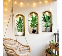 Wall Stickers Pack of 3 with 3D Potted Plant Artwork for Seamless Integration into Modern Minimalist or Nature-Inspired Interiors (40 * 80cm)