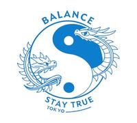 Wall Stickers Paster Paper Balance Stay Tokyo Japan yin yang Dragon Design 42x42.1cm It Won't Fall Off Blue
