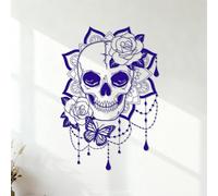 Wall Stickers Paster Paper Beautiful Skeleton Lady Day of The Dead Bohemian Butterfly Tattoo Studio 35x51.1cm Wall beautification DarkBlue