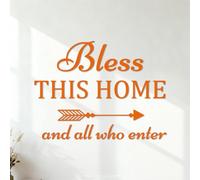 Wall Stickers Paster Paper Bless This and Bless All Who Enter The Restaurant God Religious Prayer Quotes 35x47cm Easy Installation Orange