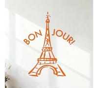 Wall Stickers Paster Paper Bonjour Word Hello in French Letters 54.6x68cm Multiple Size Options Orange