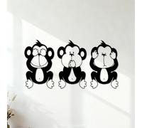 Wall Stickers Paster Paper Buddhism Symbolss Three Wise Monkeys Yoga Meditation Relaxation OM Zen 34x65.3cm Equipped with Transfer Film kit Black