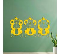 Wall Stickers Paster Paper Buddhism Symbolss Three Wise Monkeys Yoga Meditation Relaxation OM Zen 40.8x78.3cm It Won't Fall Off Yellow