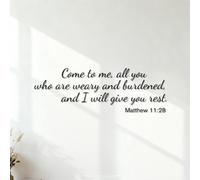Wall Stickers Paster Paper Come to me All You who are Weary and Burdened and i Will give You Rest Matthew 11:28 36.4x108.3cm Wall beautification Black