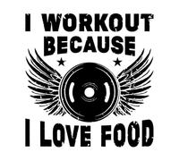 Wall Stickers Paster Paper Gym Fitness Design i Workout Because i Love Food 67.2x70.2cm It Won't Fall Off Black