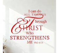 Wall Stickers Paster Paper Inspirational Quotes I Can Do All Things Through Christ Who Strengthens Me 42x48.4cm Window Decals Red
