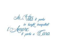 Wall Stickers Paster Paper Italian Life Takes You to Unexpected Places Italian Life Quotes 45x86.2cm Multiple Size Options Blue