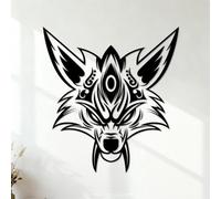 Wall Stickers Paster Paper Japanese Fox mask from Kit'sune mask 35x37.6cm Personalized Customization Black