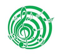 Wall Stickers Paster Paper Logo with Music Notes 54.6x57.6cm Multiple Size Options Green