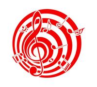 Wall Stickers Paster Paper Logo with Music Notes 67.2x70.9cm Glass Stickers Red