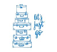Wall Stickers Paster Paper Phrase Let's Just Go Travel Adventure Suitcases 34x45.5cm Multi Color Selection Blue