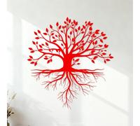 Wall Stickers Paster Paper Tree Life Root with Leaves Branches with Leaf 54.6x58.3cm Do not Damage the wall Surface Red