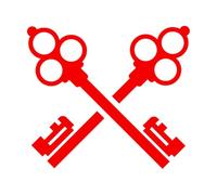 Wall Stickers Paster Paper Two Vintage Retro Crossed Keys 34x38.6cm Self Adhesive Red