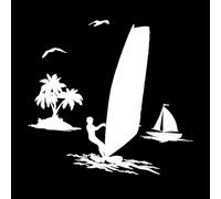 Wall Stickers Paster Paper Wind Surfing Beach Vacation Ocean Summer 36x38.6cm Multiple Size Options White