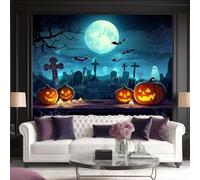 Wall Stickers Pumpkins Ghosts Bats Cemetery Wallpaper Halloween Wall Murals Photo Wallpaper Bedroom Living Rooms Decoration Poster 400 x 280 cm (W x H)